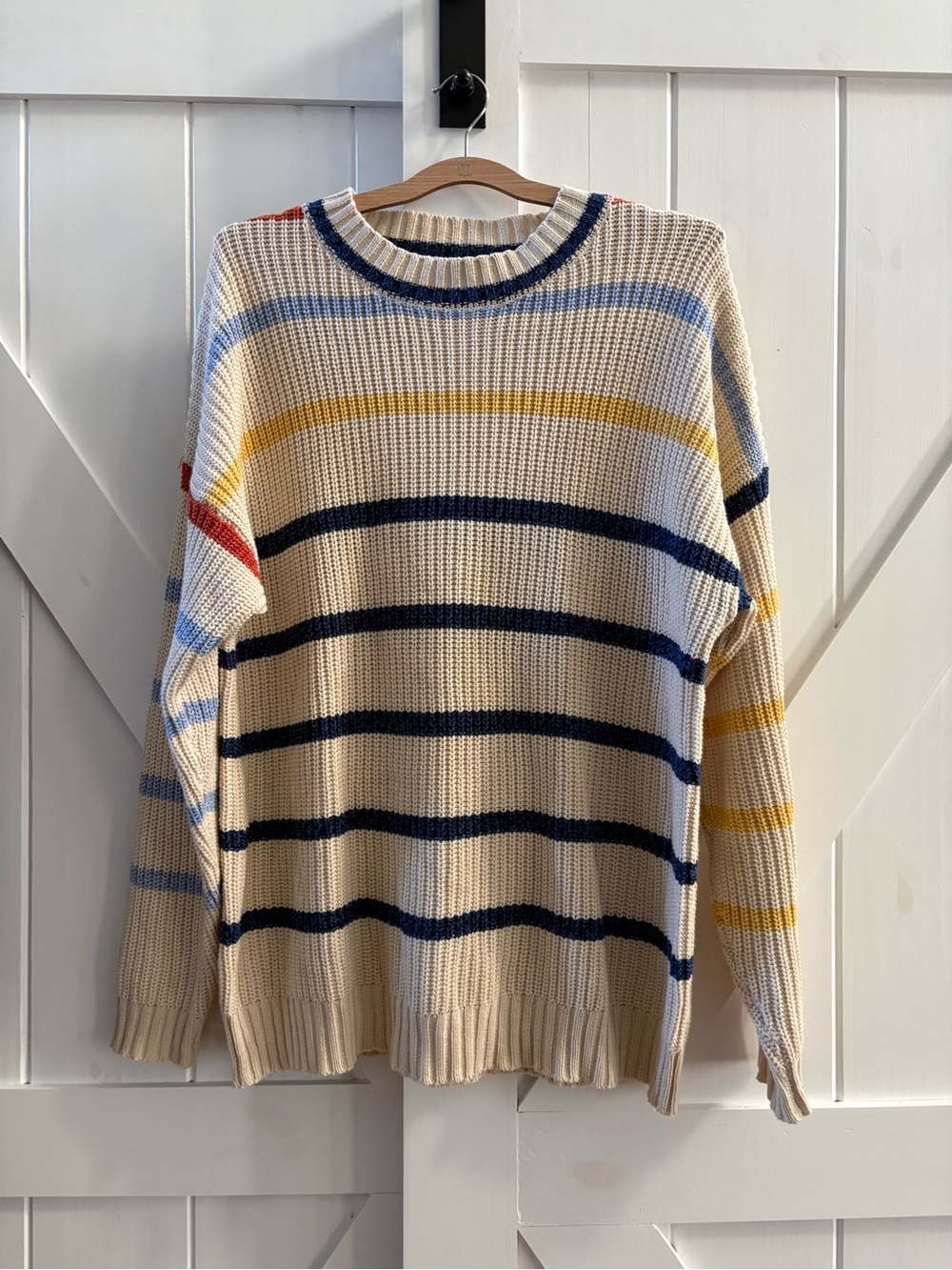 By Together Oversized Striped Fall Cotton Knit Sweater